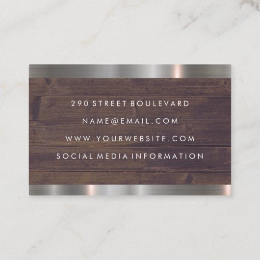 Haar en schaar | Visitekaartje van houtsmetaal (Achterkant)