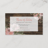 Haar en Schoonheidssalon Rustiek Donker Hout Bloem Visitekaartje (Achterkant)