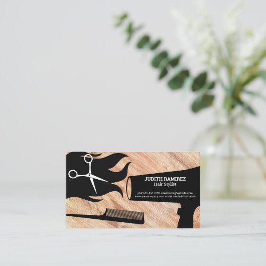 Haar- en stylistgereedschap | Hout Appt Afsprakenkaartje (Staand voorkant)