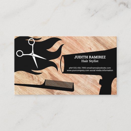 Haar- en stylistgereedschap | Hout Appt Afsprakenkaartje (Voorkant)