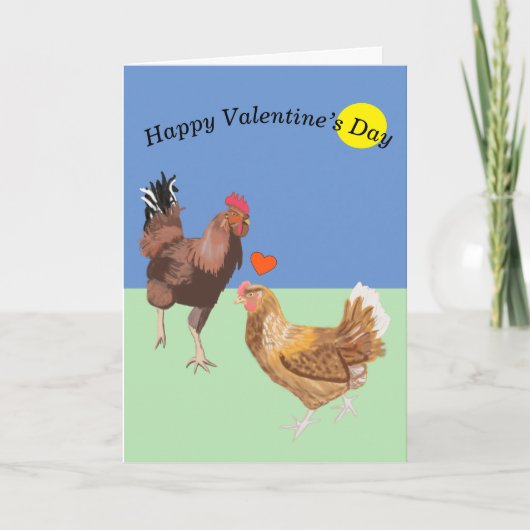 Haar en Valentijn van Chicken Funny Feestdagen Kaart (Voorkant)