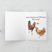 Haar en Valentijn van Chicken Funny Feestdagen Kaart (Binnen)