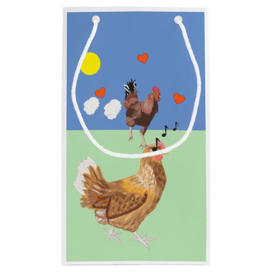 Haar en Valentijn van Chicken Funny Klein Cadeauzakje (Achterkant)