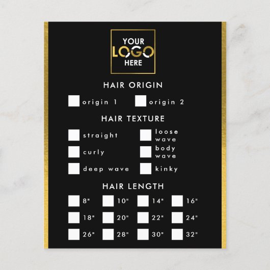 Haar Extensions  Bestelformulier voor pruiken Haar Flyer (Achterkant)