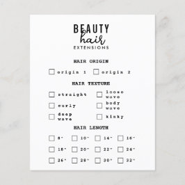 Haar Extensions  Wig Bestelformulier Haar Branding Flyer