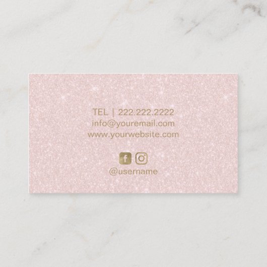 Haar & Eyelash Extensions Salon Blush Pink Glitter Visitekaartje (Achterkant)