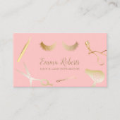 Haar & Eyelash Extensions Salon Blush Pink & Gold Visitekaartje (Voorkant)