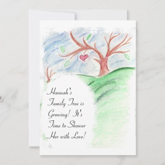 Haar familieboom groeit -Baby shower-uitnodiging Kaart (Voorkant)
