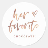 Haar favoriet | Casual Roos Gold Script en hart Ronde Sticker (Voorkant)