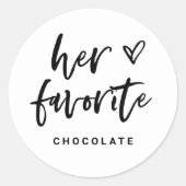 Haar favoriet | Modern Casual script en hart Ronde Sticker (Voorkant)