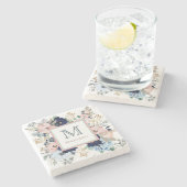 Haar favoriete blauwe en roze roze monogram stenen onderzetter (Zijkant)