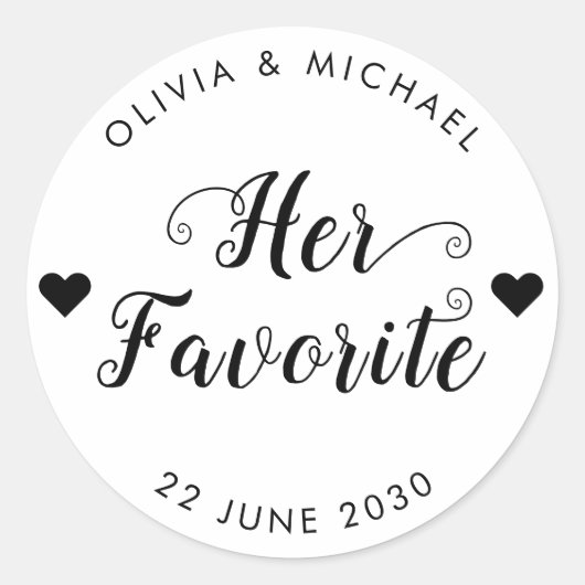 Haar favoriete bruid label bruiloft partij gunstta (Voorkant)