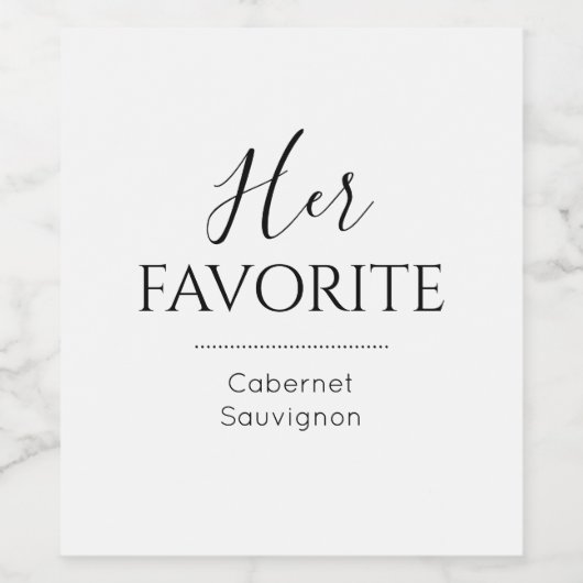 Haar favoriete bruid's wijnkeuze bruiloft wijn etiket (Enkel label)