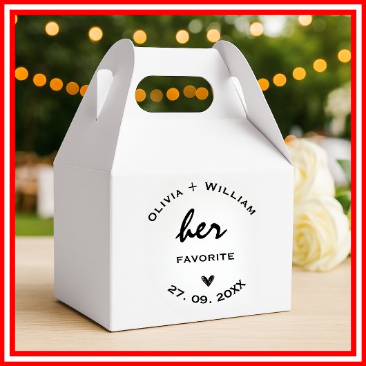 Haar favoriete bruiloft is voor het hart bedankdoosjes