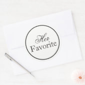 "Haar favoriete" bruiloft Sticker zwart-wit (Envelop)