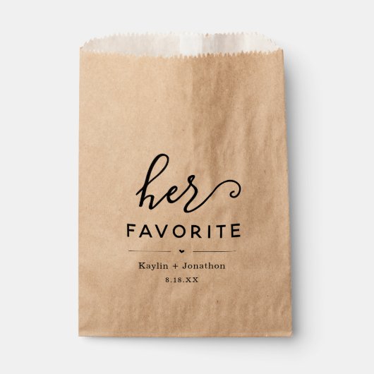 "Haar favoriete" bruiloft Vrijgezellenfeest Verlov Bedankzakje (Voorkant)