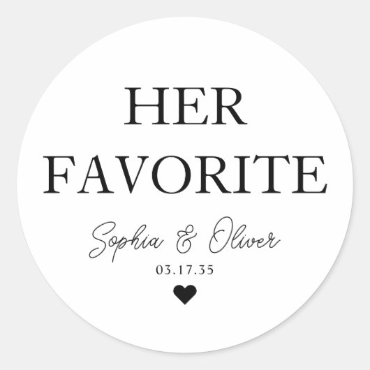 HAAR FAVORIETE Dessert Snoep Bar hart bruiloft gun Ronde Sticker (Voorkant)