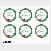 Haar favoriete kerstbruiloft voor groen ronde sticker (Vel)