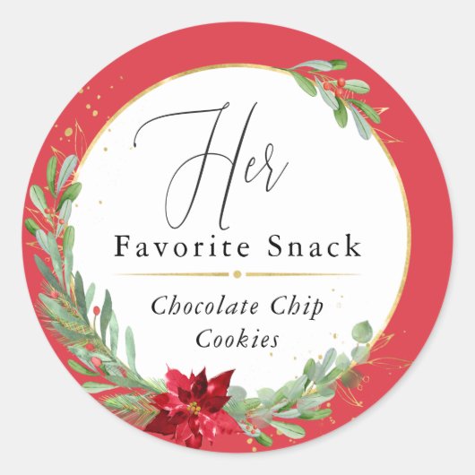 Haar favoriete kerstbruiloft voor snack ronde sticker (Voorkant)