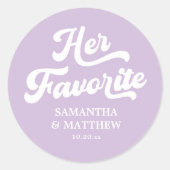 Haar favoriete lichte Paarse bruiloft gunst Ronde Sticker (Voorkant)