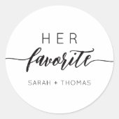 Haar favoriete moderne kalligrafische favor cadeau ronde sticker (Voorkant)