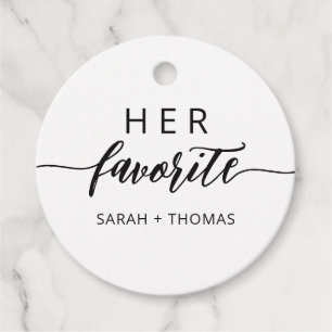 Haar favoriete moderne kalligrafische welkomsttas bedankjes labels