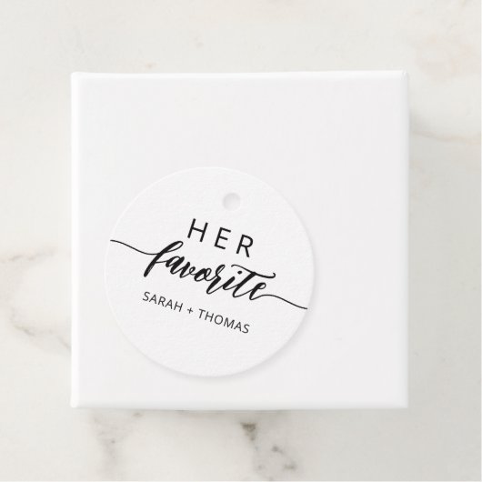 Haar favoriete moderne kalligrafische welkomsttas bedankjes labels (In situ)