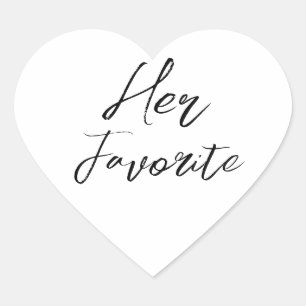 Haar favoriete moderne script huwelijksgunst hart sticker