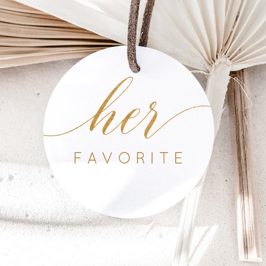 Haar favoriete nep gouden kalligrafisch cadeautje ronde sticker