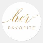 Haar favoriete nep gouden kalligrafisch cadeautje ronde sticker (Voorkant)