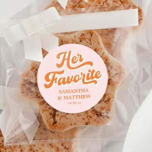 Haar favoriete Retro Disco bruiloft Snoep Favor Ronde Sticker