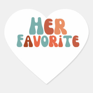 Haar favoriete retro groovy kleurrijke huwelijksgu hart sticker