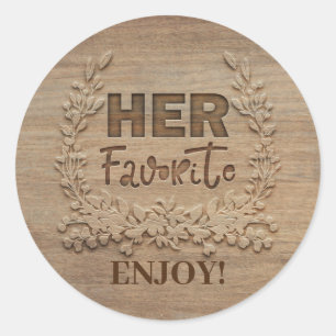 Haar favoriete rustieke trouwgunst ronde sticker