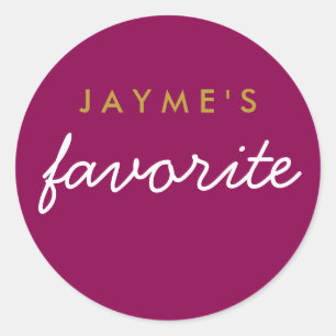 "Haar" favoriete Snack Magenta Gold Ronde Sticker