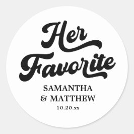 Haar favoriete zwart-wit Disco Bruiloft Ronde Sticker
