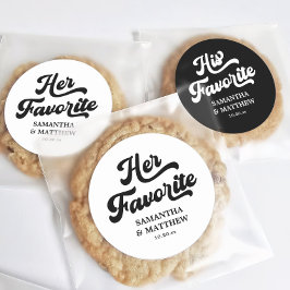 Haar favoriete zwart-wit disco bruiloft ronde sticker