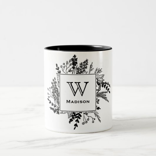 Haar favoriete zwarte en witte monogram Mok (Center)