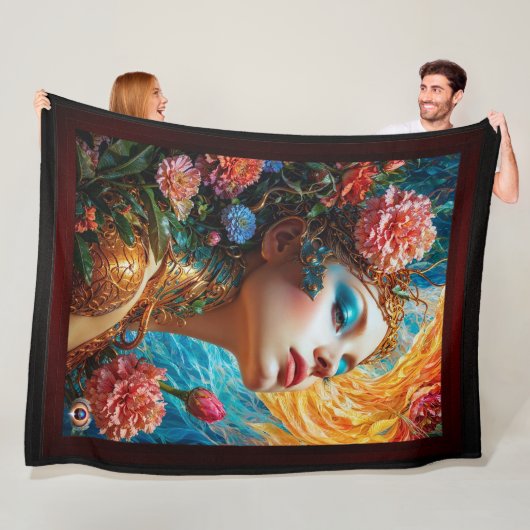 Haar Floral Delights AI Concept Art van Xzendor7 Fleece Deken (In situ)
