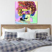 Haar gedachten gaan uit naar geld canvas afdruk (Insitu (Slaapkamer))