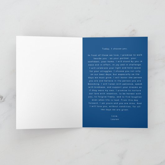 Haar Gelofteboek - Blue Ring Design Wedding Keepsa Aankondiging (Binnen)