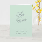 Haar geloften Mint Groen Eenvoudig Huwelijksgeloft Kaart (Gele Bloem)