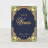 Haar Geloften Navy Blue Faux Gold  Bruid Wedding Kaart (Voorkant)