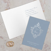 Haar Geloften Stoffig Blauw  Crest Bruid Huwelijk Kaart