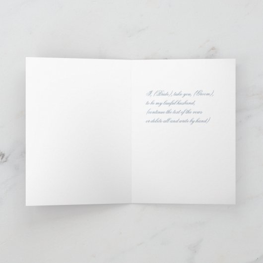 Haar Geloften Stoffig Blauw  Crest Bruid Huwelijk Kaart (Binnen)