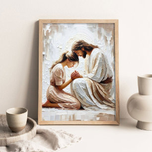Haar geloof, Christelijke Schilderkunst, Jezus bid Poster