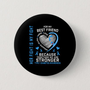 Haar gevecht is mijn beste vriend type 1 diabetes ronde button 5,7 cm