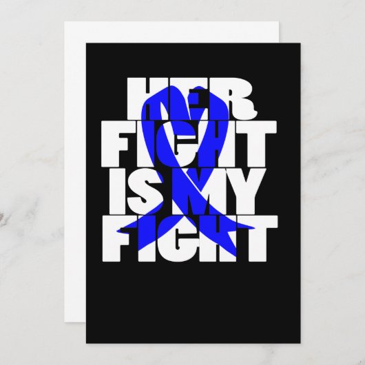 Haar gevecht is mijn 'Colon Cancer Blue Ribbon' (2 Save The Date (Voorkant / Achterkant)