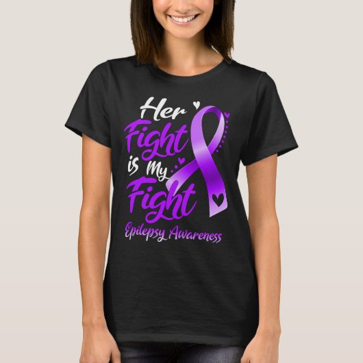 Haar gevecht is mijn 'Fight Epilepsy' Bewustheid T-shirt (Voorkant)