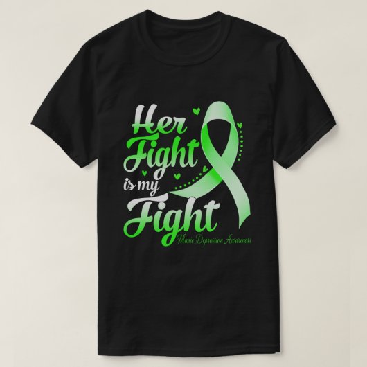 Haar gevecht is mijn 'Fight MANIC DEPRESSION AWARE T-shirt (Design voorkant)