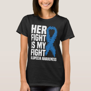 Haar gevecht is mijn gevecht blauw lint Alopecia A T-shirt
